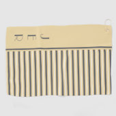 Golf Custom Monogram Initials Yellow Grey Stripe Golfhandtuch (Horizontal)