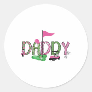 Golf Daddy Pink Hole in einem Golf 1. Geburtstagsk Runder Aufkleber