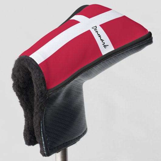 Golf Dänemark & Dänische Flagge / Golf Clubs Abdec Headcover (3/4 Vorderseite)
