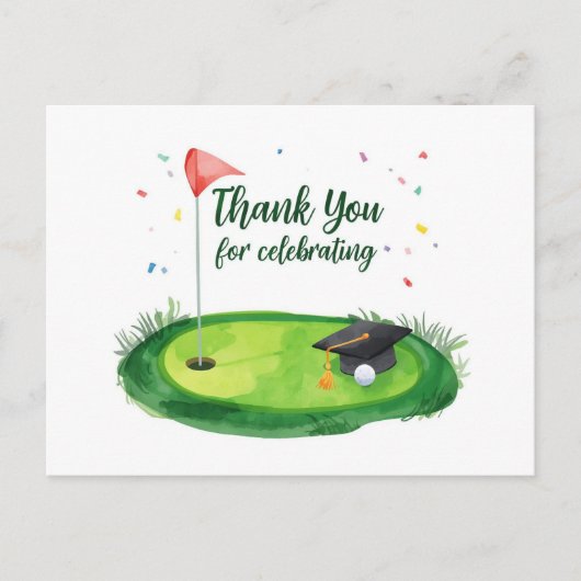 Golf Danke für die Abschlussfeier  Postkarte (Vorderseite)