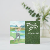Golf danke Ihnen mit Golfer Golf auf Grün Postkarte (Stehend Vorderseite)