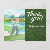 Golf danke Ihnen mit Golfer Golf auf Grün Postkarte (Vorderseite)