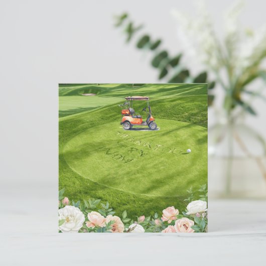 Golf danke Ihnen Text für Golfer mit Blume (Stehend Vorderseite)