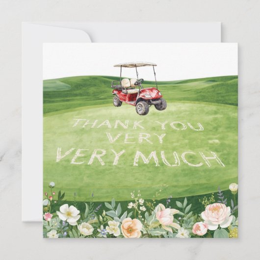 Golf danke Ihnen Text für Golfer mit Blume (Vorderseite)