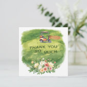 Golf danke Ihnen Text für Golfer mit Blume (Stehend Vorderseite)