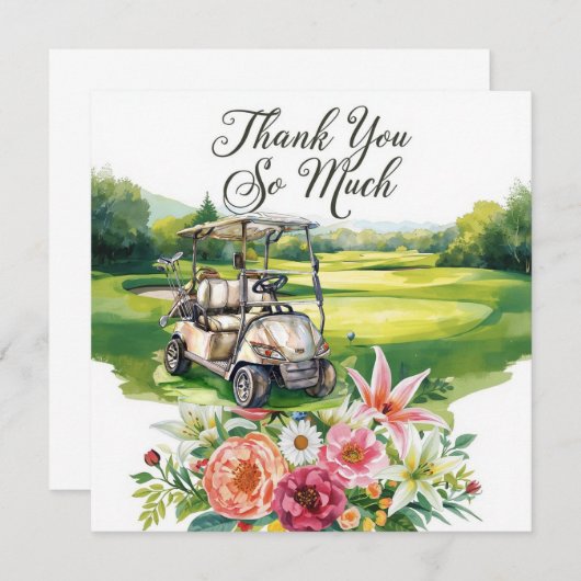 Golf danke Ihnen Text für Golfer mit Blume (Vorne/Hinten)