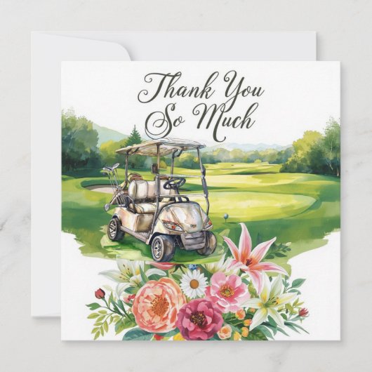 Golf danke Ihnen Text für Golfer mit Blume (Vorderseite)