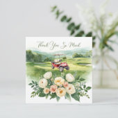 Golf danke Ihnen Text für Golfer mit Blume (Stehend Vorderseite)