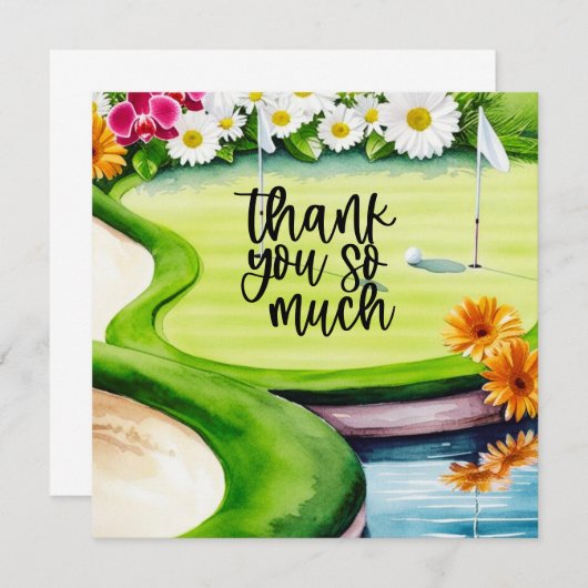 Golf danke Karte Golfplatz Aquarell (Vorne/Hinten)