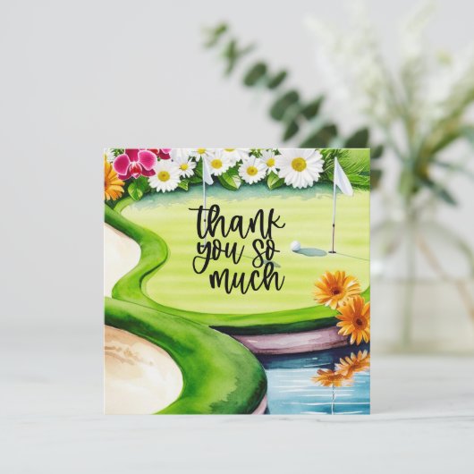 Golf danke Karte Golfplatz Aquarell (Stehend Vorderseite)