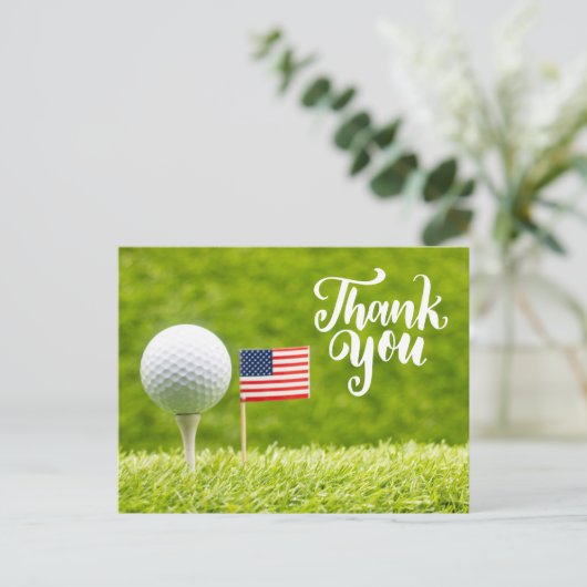 Golf Danke Karte mit der Flagge Amerikas (Stehend Vorderseite)