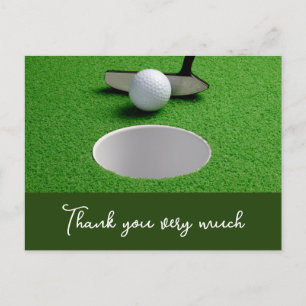 Golf Danke Karte mit Golfball auf grün