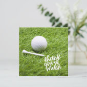 Golf Danke Karte mit Golfball auf grün (Stehend Vorderseite)