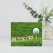 Golf Danke Karte mit Golfball auf grün (Stehend Vorderseite)