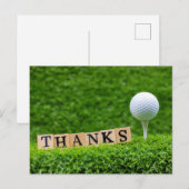 Golf Danke Karte mit Golfball auf grün (Vorne/Hinten)