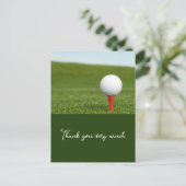 Golf Danke Karte mit Golfball auf grün (Stehend Vorderseite)