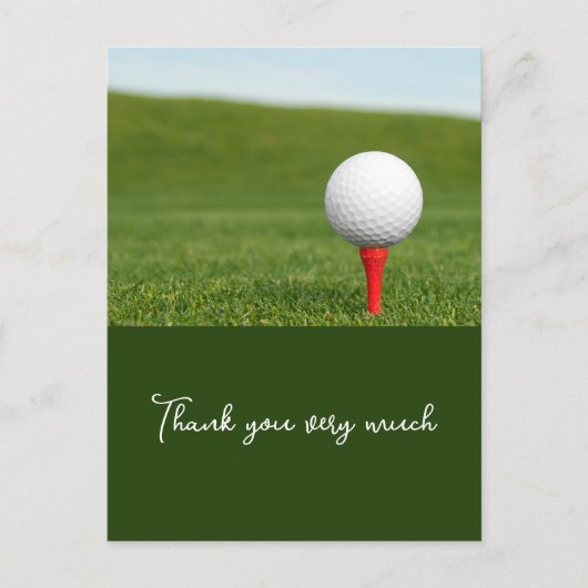 Golf Danke Karte mit Golfball auf grün (Vorderseite)