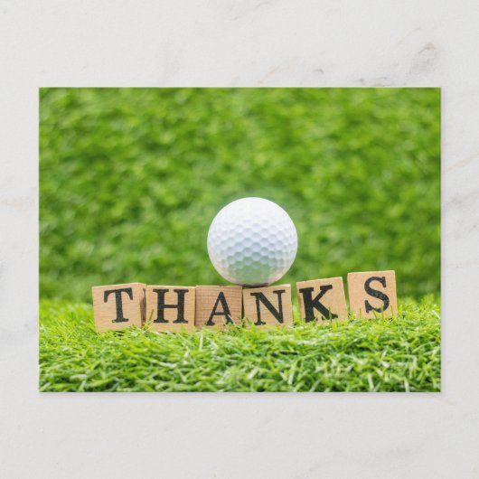 Golf Danke Karte mit Golfball auf grün (Vorderseite)