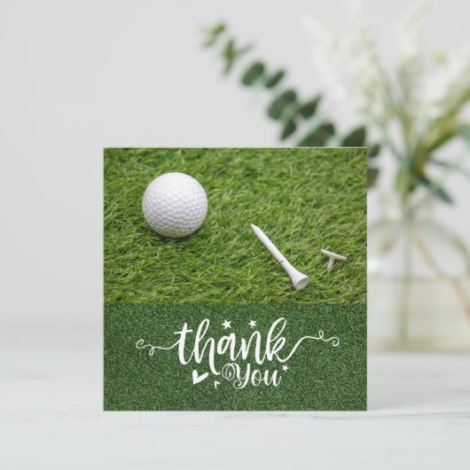 Golf Danke Karte mit Golfball für Golfer (Stehend Vorderseite)