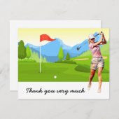 Golf Danke Karte mit Golfer auf Grün (Vorne/Hinten)