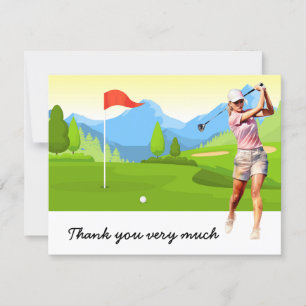 Golf Danke Karte mit Golfer auf Grün