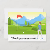 Golf Danke Karte mit Golfer auf Grün (Vorderseite)