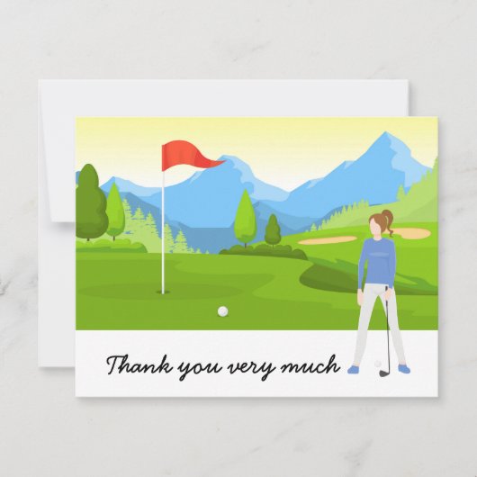 Golf Danke Karte mit Golfer auf Grün (Vorderseite)