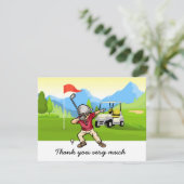 Golf Danke Karte mit Golfer auf Grün (Stehend Vorderseite)