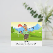 Golf Danke Karte mit Golfer auf Grün (Stehend Vorderseite)