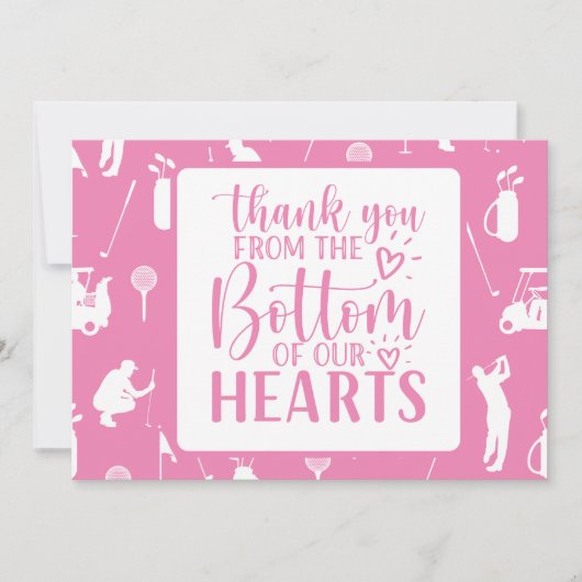 Golf Danke Karte Pink Thema Lady Golfer (Vorderseite)