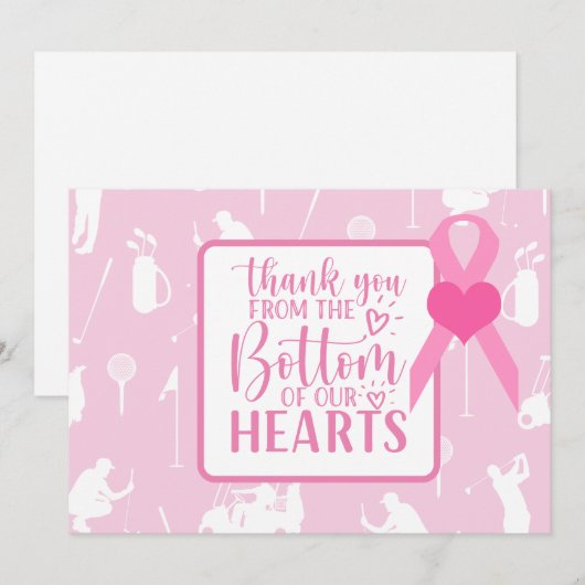 Golf Danke Karte Rosa Brustkrebs Bewusstsein (Vorne/Hinten)