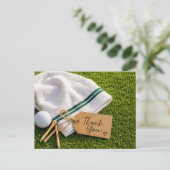 Golf Danke mit Ball auf grünem Gras Postkarte (Stehend Vorderseite)