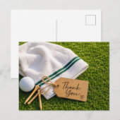 Golf Danke mit Ball auf grünem Gras Postkarte (Vorne/Hinten)