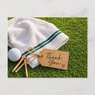 Golf Danke mit Ball auf grünem Gras Postkarte