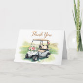 Golf Danke mit Golfwagen und Blumen Karte (Vorderseite)