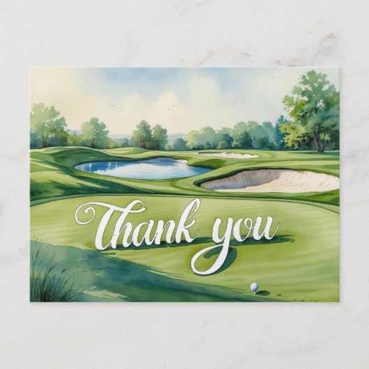 Golf Danke-Text auf Putting Green Postkarte (Vorderseite)