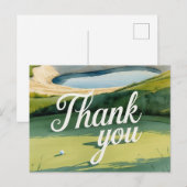 Golf Danke-Text auf Putting Green Postkarte (Vorne/Hinten)