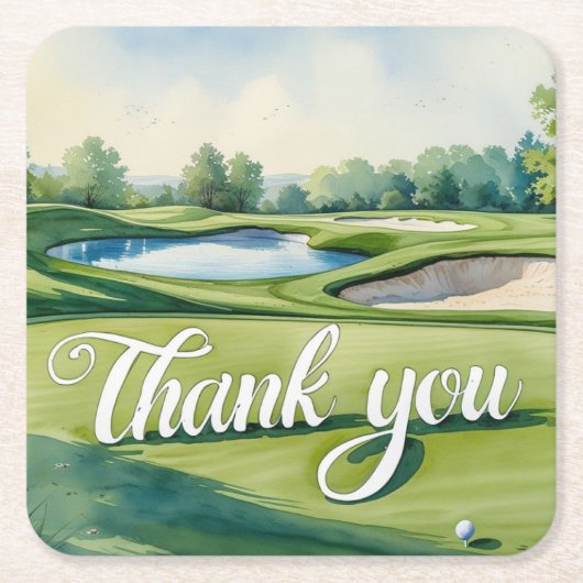 Golf Danke Untersetzer | Eleganter Golfplatz (Vorderseite)