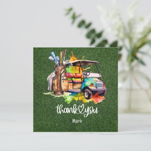 Golf Dankeschön Karte (Stehend Vorderseite)