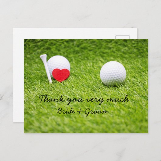 Golf Dankeschön Karte für Golfer Hochzeit (Vorne/Hinten)