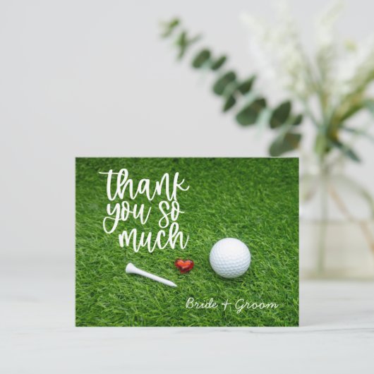 Golf Dankeschön Karte für Golfer Hochzeit (Stehend Vorderseite)