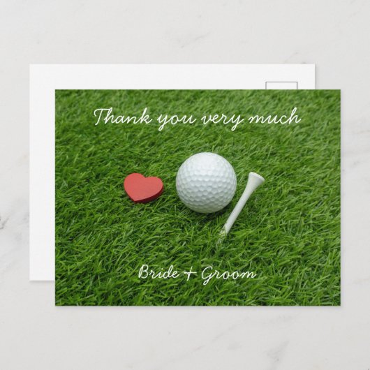 Golf Dankeschön Karte für Golfer Hochzeit (Vorne/Hinten)