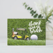 Golf Dankeschön Karte für Golfer mit Karren und Ba (Stehend Vorderseite)