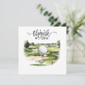 Golf Dankeschön Karte mit Golfball auf Abschlag (Stehend Vorderseite)