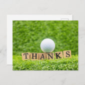 Golf Dankeschön Karte mit Golfball auf Abschlag (Vorne/Hinten)