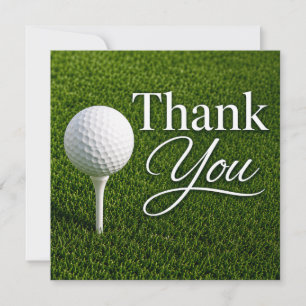 Golf Dankeschön-Karte mit Golfball auf Tee  Dankeskarte