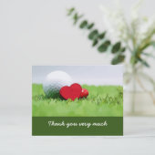 Golf Dankeschön Karte mit Golfball und Herz Liebe (Stehend Vorderseite)