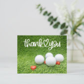 Golf Dankeschön Karte mit Golfball und Herz Liebe (Stehend Vorderseite)