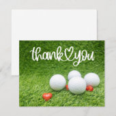 Golf Dankeschön Karte mit Golfball und Herz Liebe (Vorne/Hinten)
