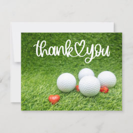 Golf Dankeschön Karte mit Golfball und Herz Liebe